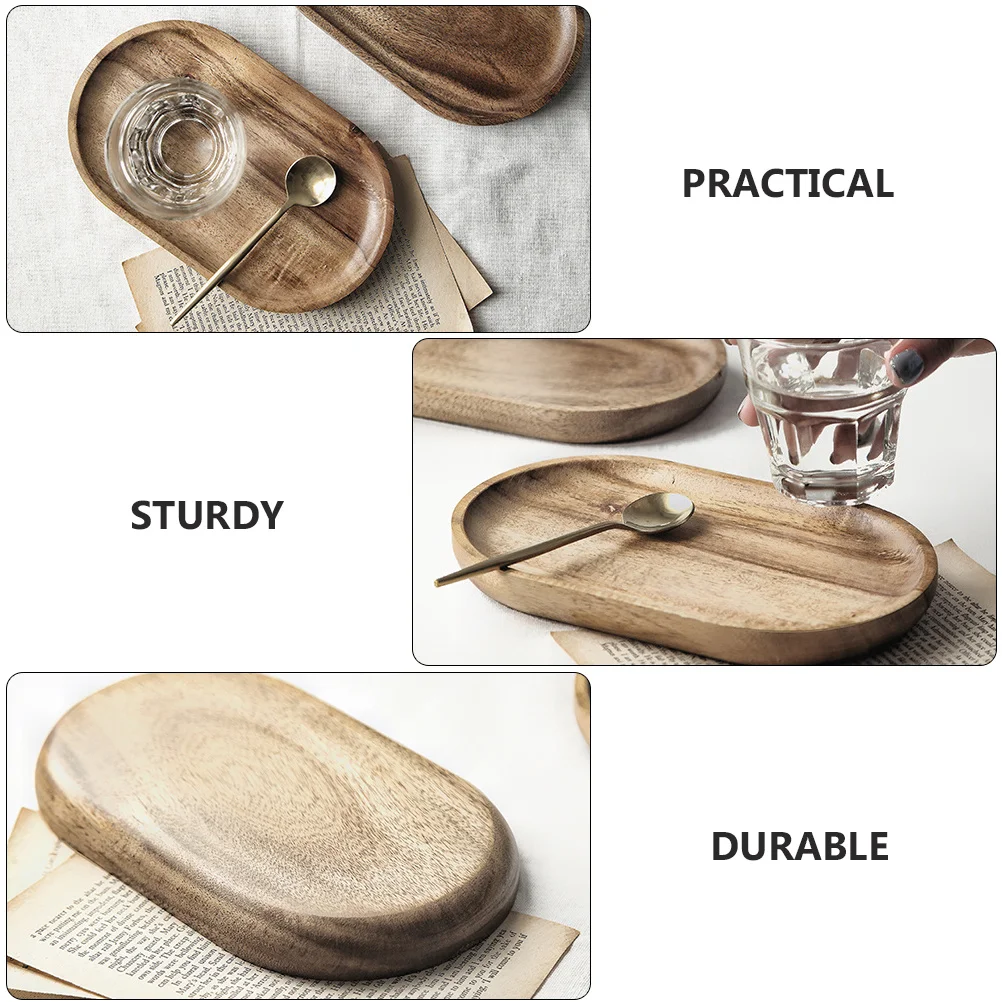 

1Pcs Natural Wooden Food Tray Sturdy Kitchen Bread Cake Plate Snack Serving Plate Fruit Cookie Dessert Display