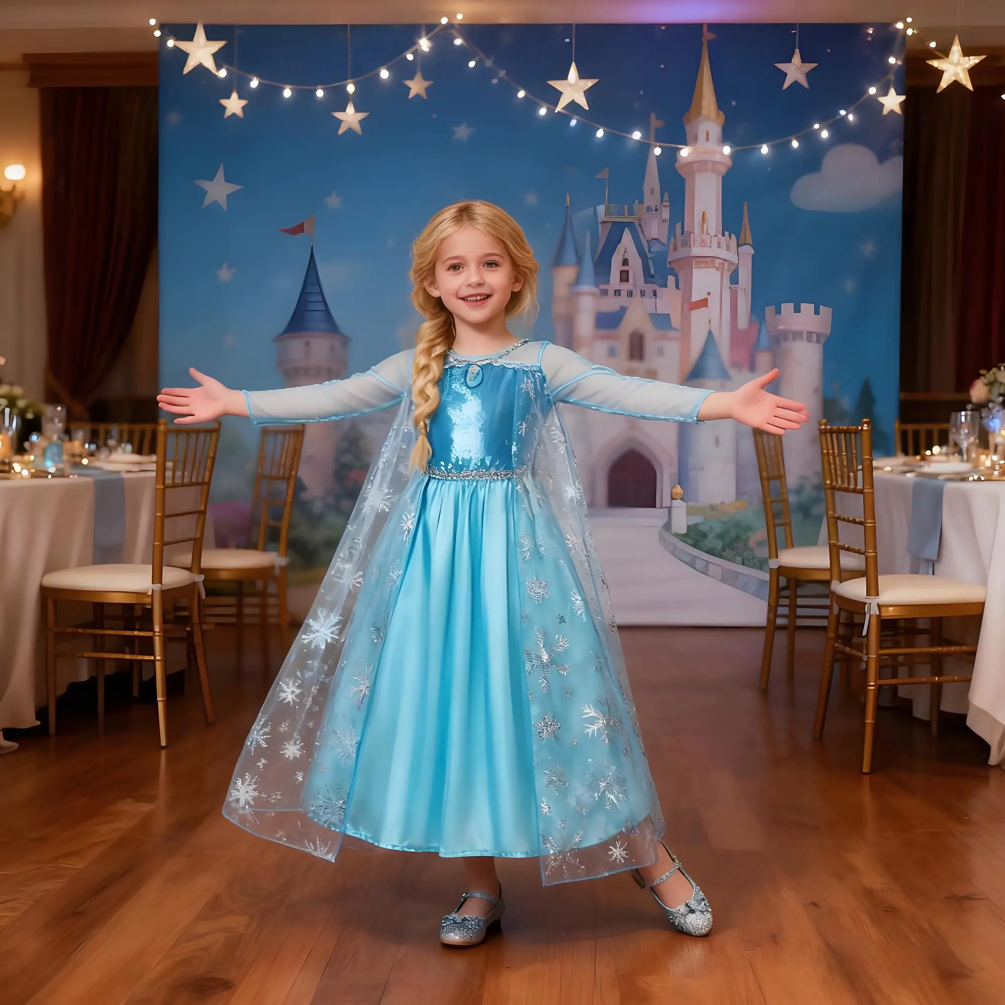 فستان الأميرة إلسا سنو كوين فروزن للفتيات في الهالوين خرافة خيالية للرياح كرنفال فساتين حفلات أعياد الميلاد للأطفال