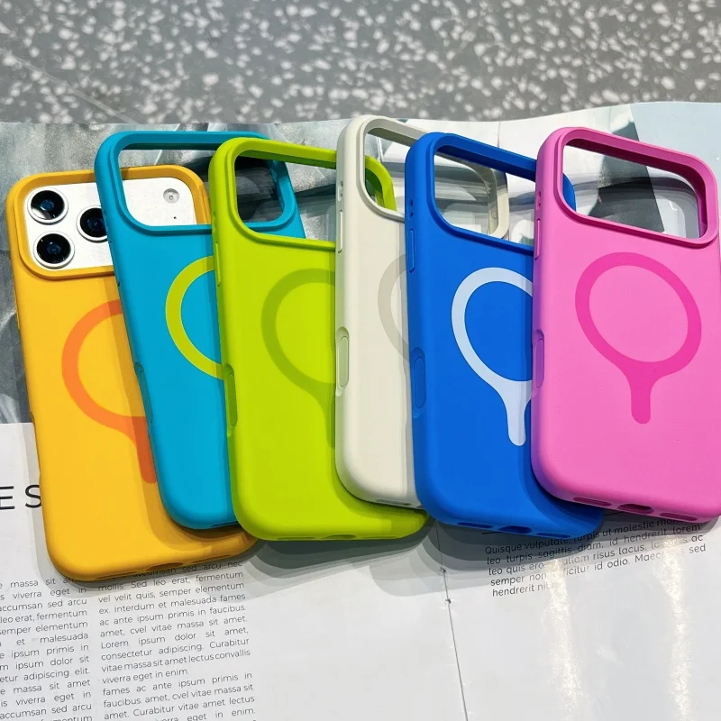 

Wireless Charging Magnetic Soft Liquid Silicone Case For iPhone 17 Pro Max 16, Fleece Protect Cover With Camera Control Button