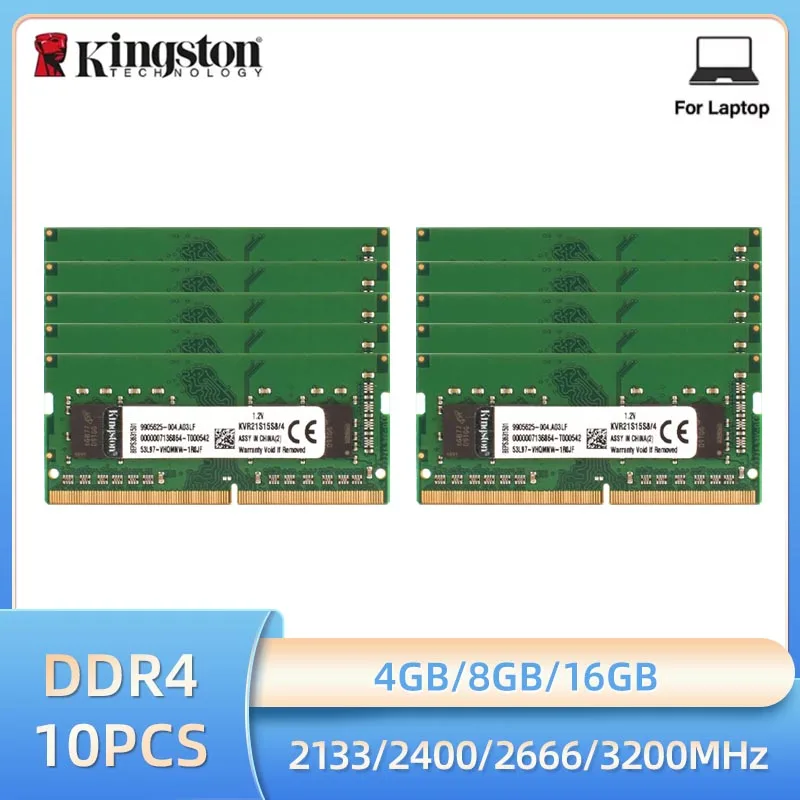10 Uds. Memoria RAM Kingston para portátil DDR4 4GB 8GB 16GB 2133MHz 2400MHz 2666MHz 3200MHz SO-DIMM PC4-25600 260 pines 1.2V DDR4 RAM para portátil