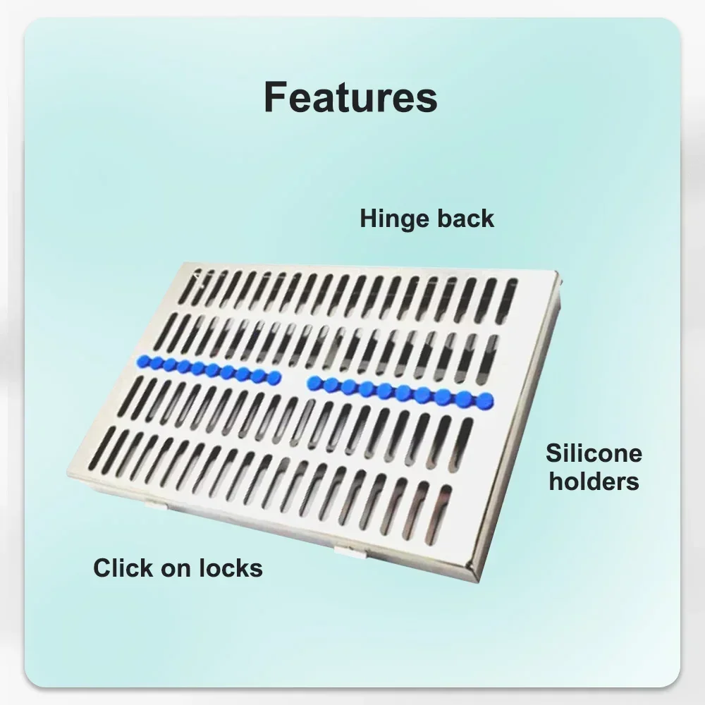 XYSZ Dental Sterilization Rack Surgical Autoclavable Sterilization Box Stainless Dental Cassette File Burs Disinfection Tray