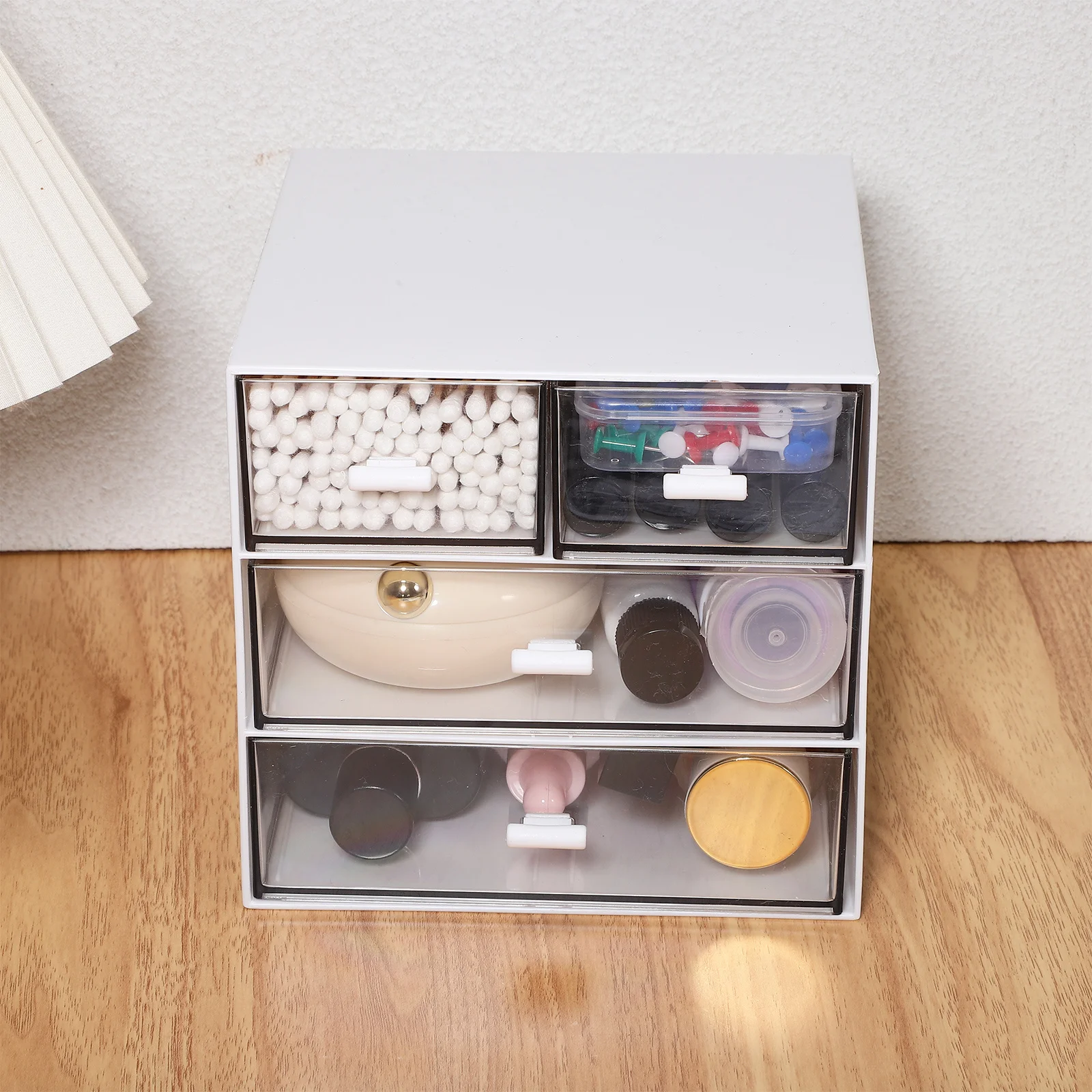Desktop Drawer Organizer 3-Layer 4-Drawer Transparent Storage Box For Stationery Jewelry Makeup Pencils Countertop Drawers