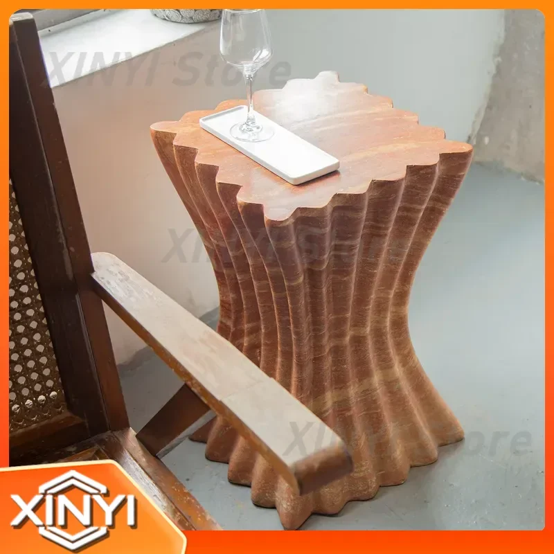 Creative Wave Coffee Table TV Side Table Bedroom Table for Medieval Style Imitation Red Travertine Magnesium Mud Edge Few B&B