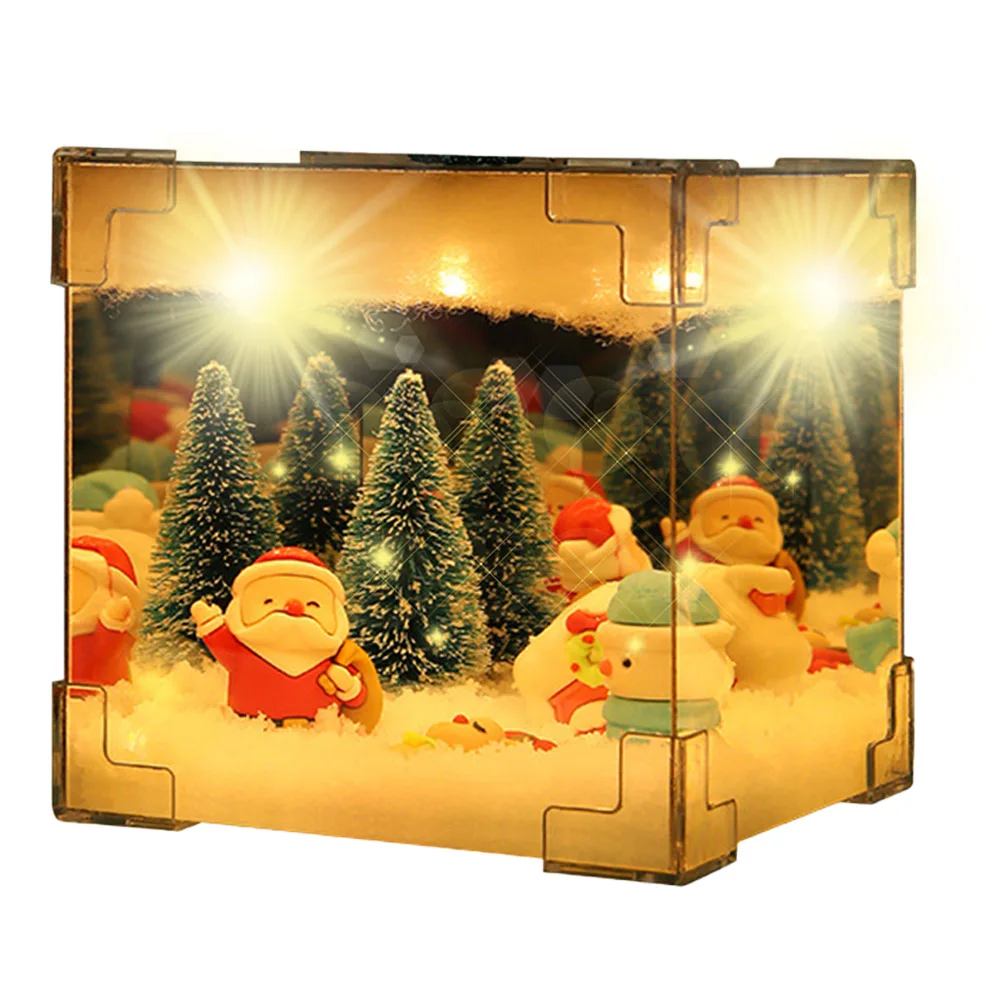 

Santa Claus Night Light Material Package DIY Snow Scene Decorative Light Christmas Lighting Decoration Gift for Family Friends