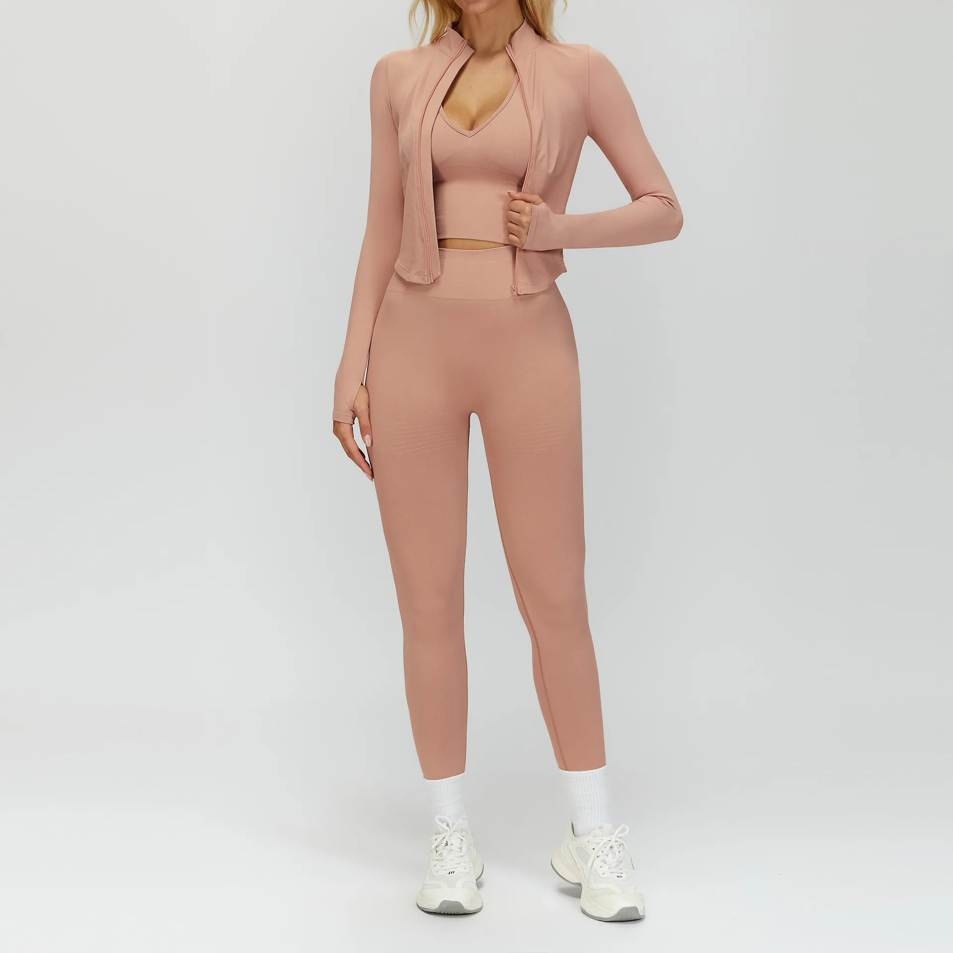 Seamless Yoga Suit 2PCS Sports Outfits Gym Set Women Tracksuit Running Workout Clothes Long Sleeve Athletic Wear Yoga Clothing