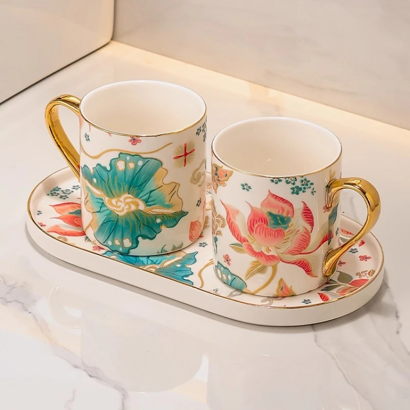 중국 시크 블루 및 화이트 세라믹 구강 세척 컵 세트, 가정용 변기, 커플 칫솔 컵 세척 세트, 욕실 장식