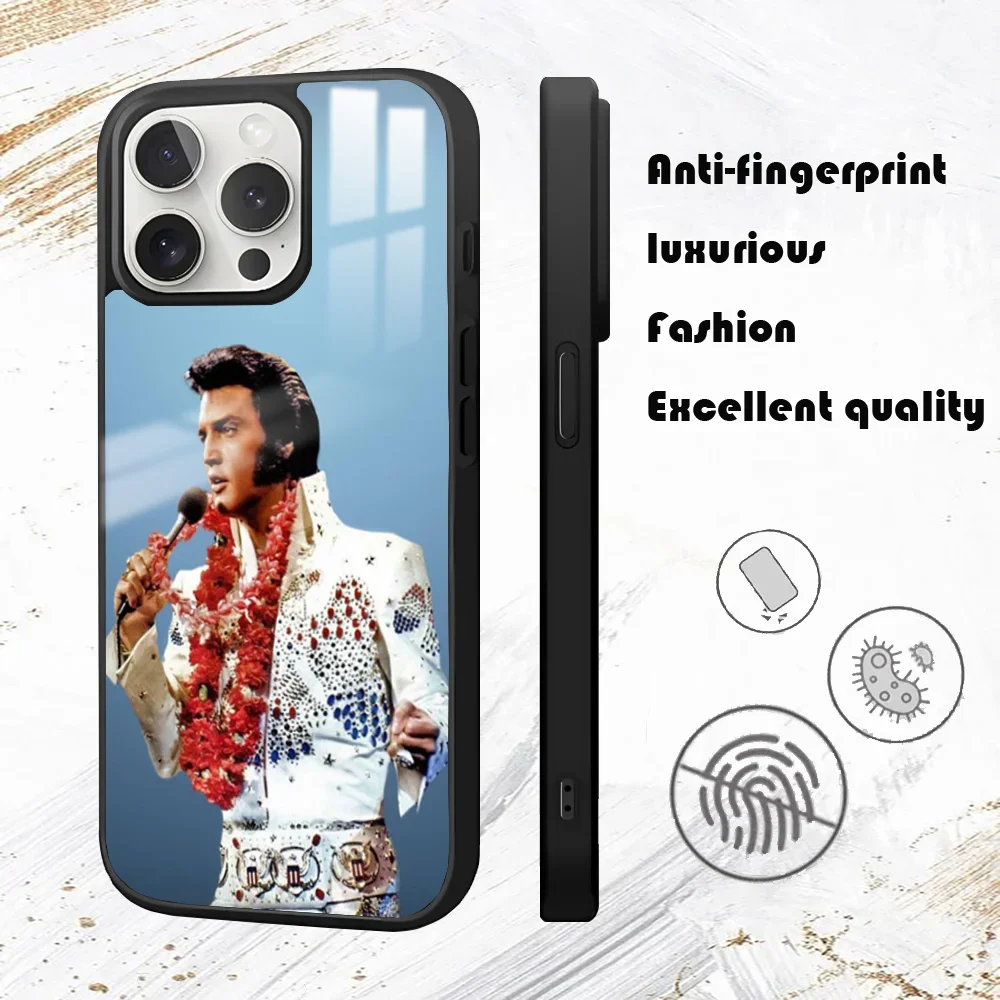 Cat King E-Elvis Presley Singer Phone Case For iPhone 16 15 14 13 12 11 Pro Max Plus Mini PC Mirror Fashion  phone case