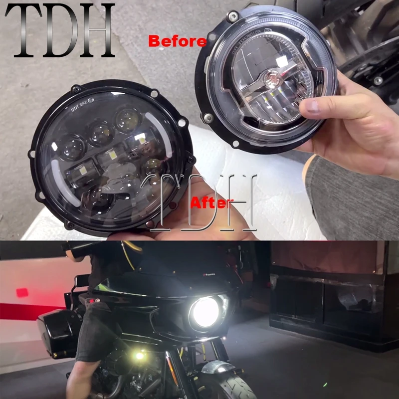 Front LED Projection Headlight Daytime Running Light Turn Signal Lamp HI/LOW Beam For Harley Softail Low Rider 117 ST EI Diablo