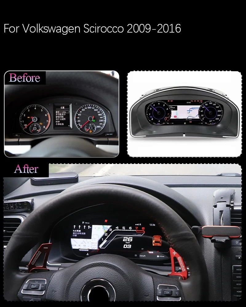 Car Digital Cluster Instrument CockPit for Volkswagen VW Jetta mk6 Scirocco Tiguan Golf 6 GTI LCD Speedmeters Dashboard player