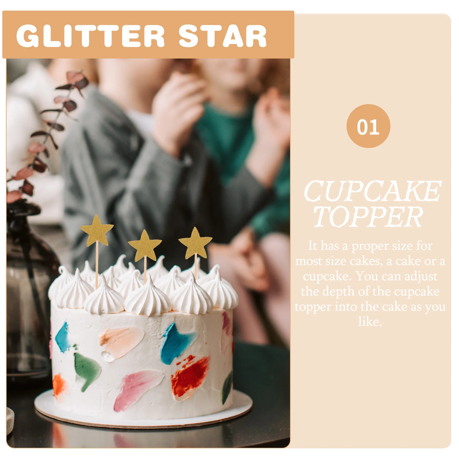 70 pezzi di decorazione per torte combinazione glitter stella cottura toppers per cupcake plettri di carta in legno ornamenti fai da te per dessert per feste