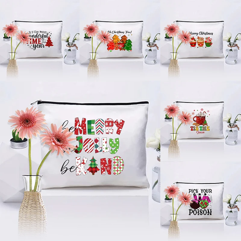 Merry Christmas Pattern Makeup Bag Funny Christmas Gifts Bags with Free Shipping Xmas Gift for Women Cosmetic Kit Pencil Case