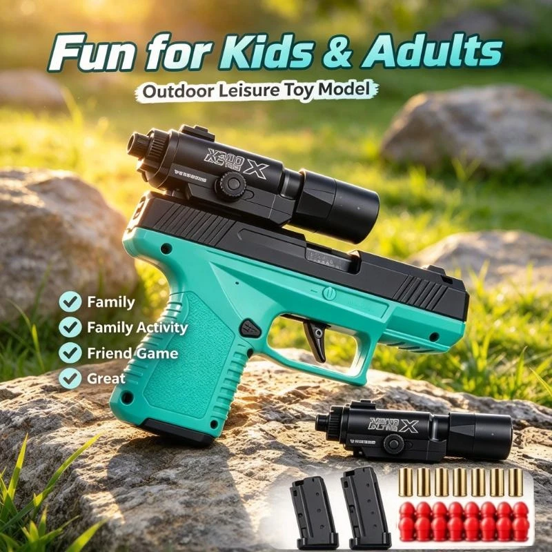 Mini GX4 Pocket Toy,Macaron Shell Eject Blowback Model w/ X300 IR Sight,Full Set Magazines Soft Bullets Shells,Kids Adults Gift