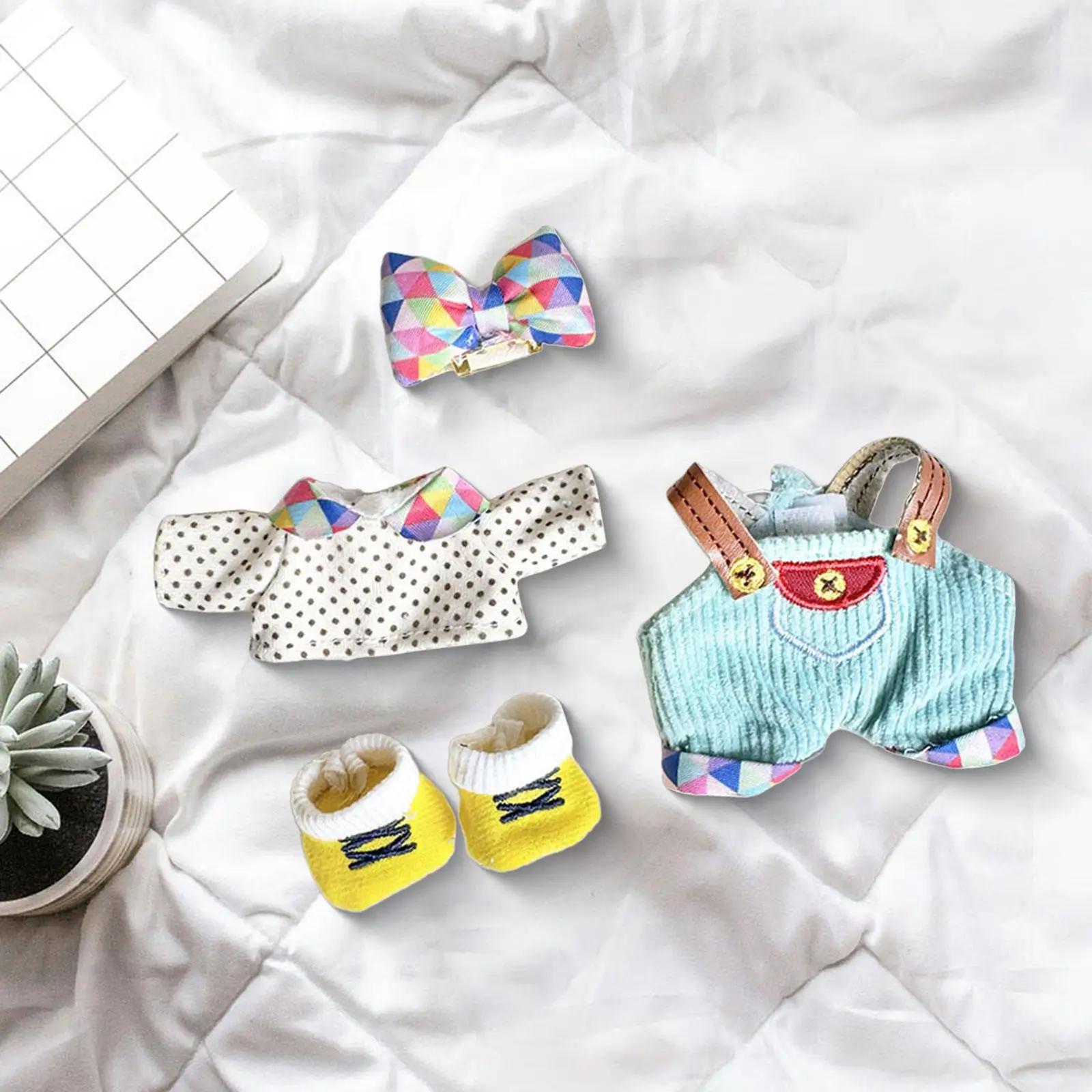 

Плюшевые штаны на подтяжках для куклы, обучающая одежда «сделай сам» с головным убором для 6,69 дюйма