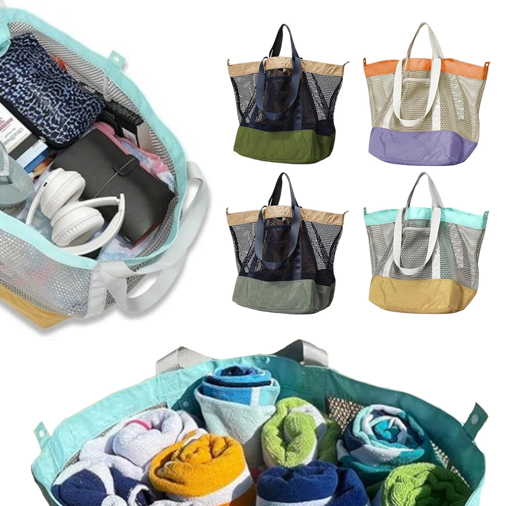 

Outdoor Travel Storage Bag Large Capacity Leisure Seaside Handbag Breathable Hollowed Shoulder Bag Gym Pool Handbag