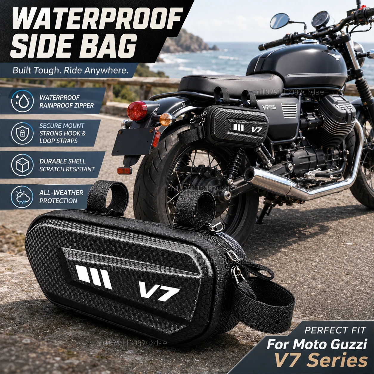 Motorcycle Side Bag Personalized Logo Waterproof Hard Shell Saddlebag For For Moto Guzzi V7 Series 2008-2024 Side Bag