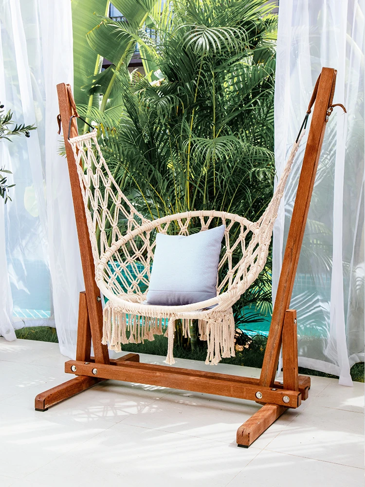 

Purple leaf outdoor swing courtyard swing balcony hanging basket chair indoor home adult single solid wood swing chair