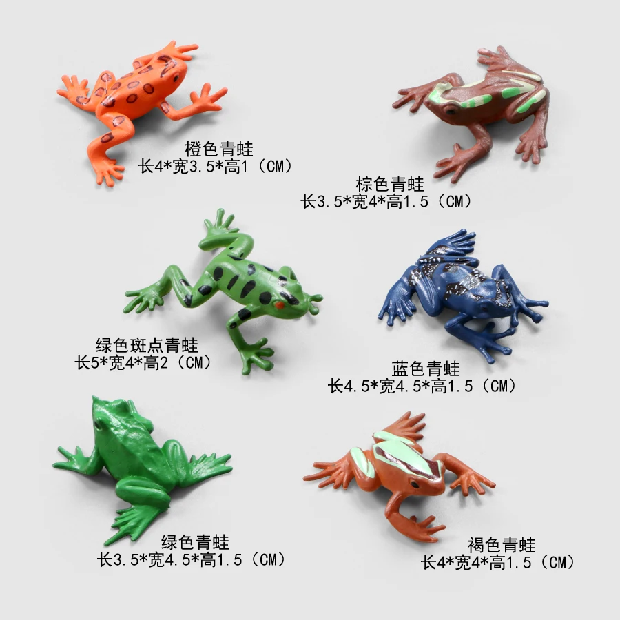 Hand Painted Simulation Frog Figurine 6pcs/Lot,Action Figure Toys PVC Solid Plastic Animal Models Educational Toy For Kids