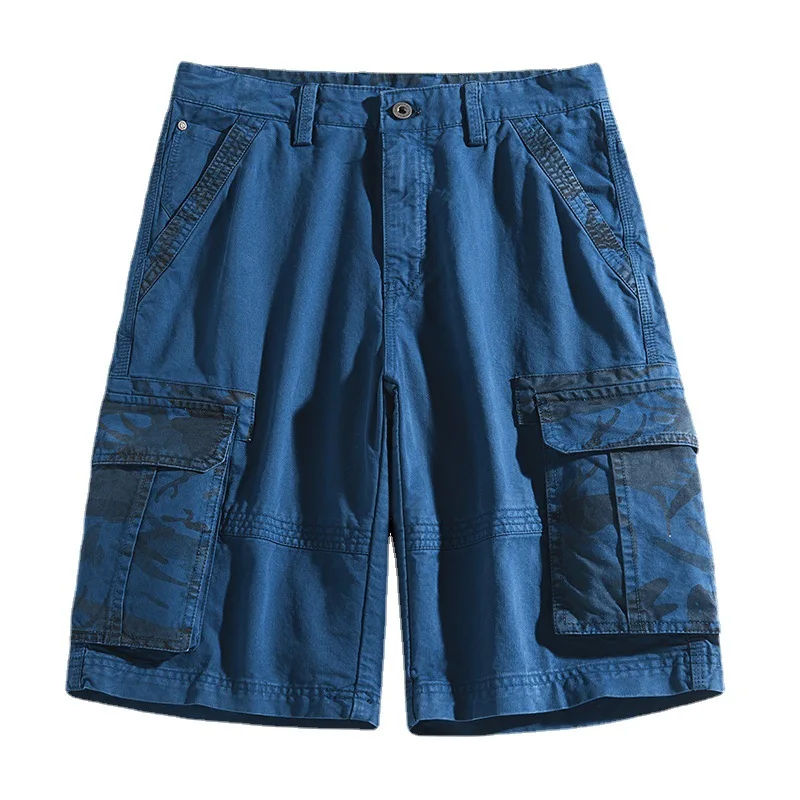 

2023 Spring Summer Men Cotton Cargo Shorts Work Overalls Loose Casual Solid Beach Joggers Trousers Dropshipping