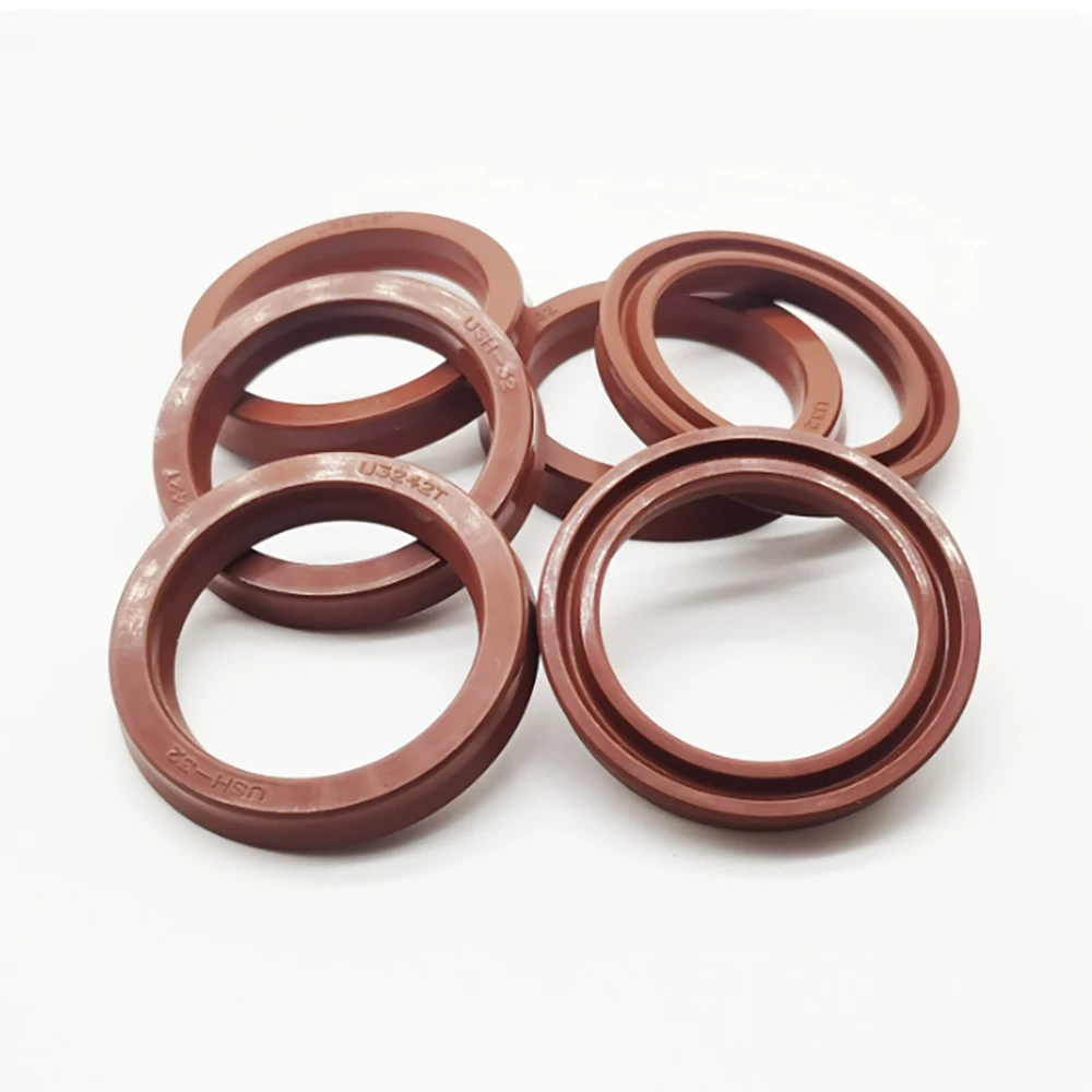 FKM Rubber Oil Seal Brown USH Fluorine Hydraulic Oil Seal High Temperature&wear-Resistant Sealing Ring 14/22/30/40/50/60/70/75