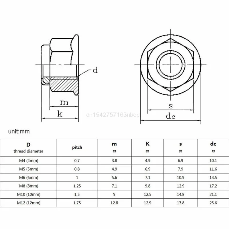 2/5pcs M4-M12 304 Stainless Steel Prevailing Torque Type All Metal Insert Hexagon Lock Nut With Flange Hex Self Locking GB6187