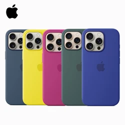 Funda de silicona oficial Original para iPhone, carcasa con logotipo de Apple, 16, 15, 12, 14, 13 Pro Max, 15, 16 Plus