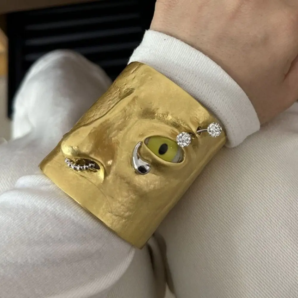 

Металлический преувеличенный открытый браслет с пятью чувствами, винтажные браслеты с покрытием из сплава для глаз, европейский американский стиль, широкие геометрические браслеты-манжеты