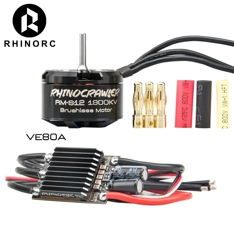 RHINO ESC 40A-S12 80A-S20 AM32 RC Car Crawler ESC Brushless Motor Porwer Systm for 1/10 TRX4 SCX10 MOA Shafty Truck Parts