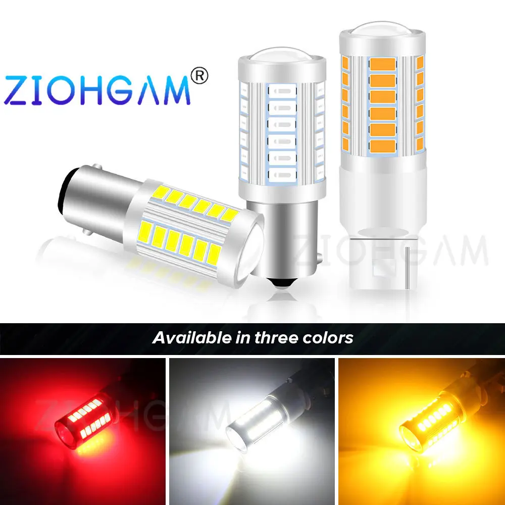 ZIOHGAM 2PCS Lamp W21W T20 P21W 1157 1156 7440 7443 BA15S S25 BAY15D R5W WY21W P21/5W W21/5W Led Bulb 33smd Car Signal Light