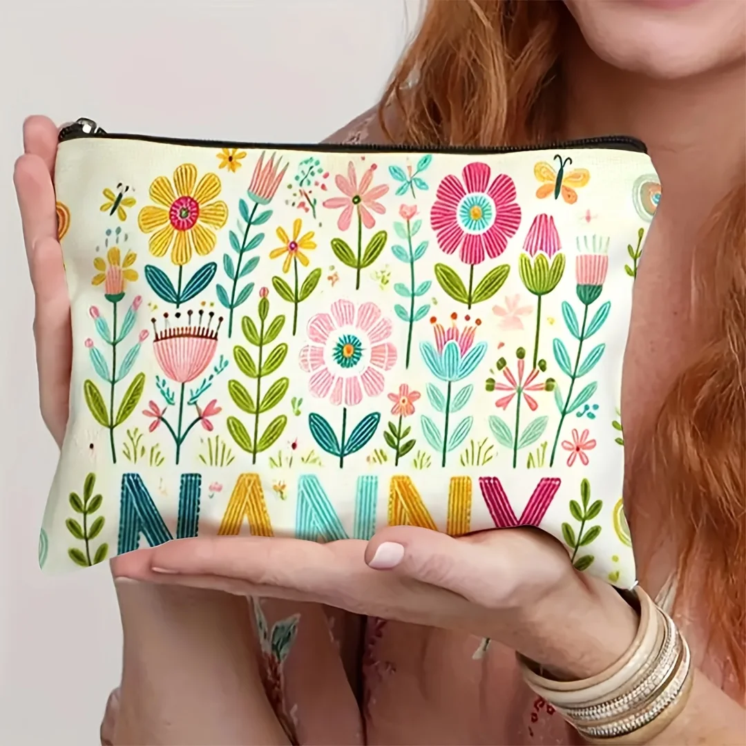 Bolsa de maquiagem com estampa de flores vibrantes, para meninas que adoram flores, bolsa de armazenamento de cosméticos com zíper, organizador portát