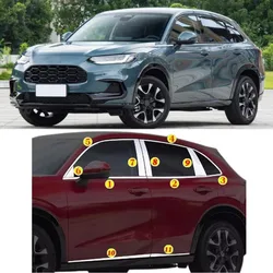 For Honda XR-V ZR-V HR-V Vezel 2022 2023 2024 Glass Window Garnish Pillar Post Middle Column Trim Stick Strip Hoods HRV ZRV XRV