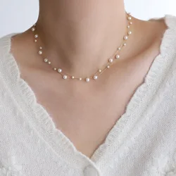 Collana a catena di perle splendidamente temperamento in acciaio inossidabile 316l per gioielli da donna con colletto in metallo impermeabile regalo Bijoux