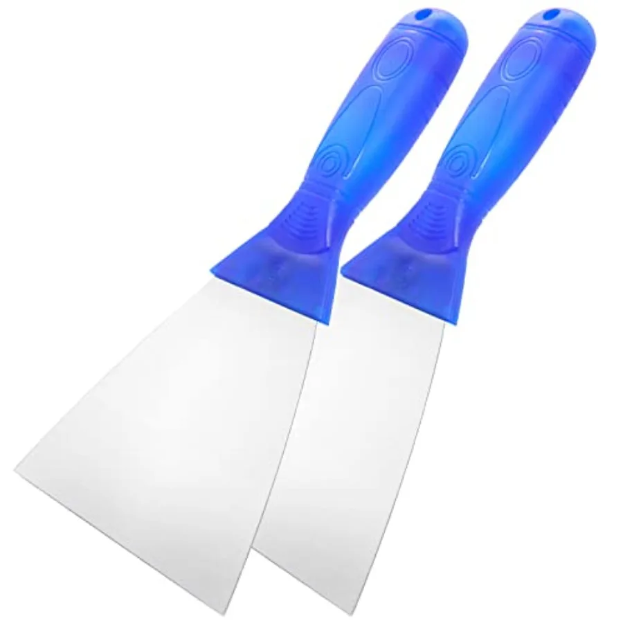 

Putty Knife 2 PCS 5 Inch Carbon Steel Scraper Plastic Handle Spackle Knives for Drywall Decals Wall paper Patching Painting Tap