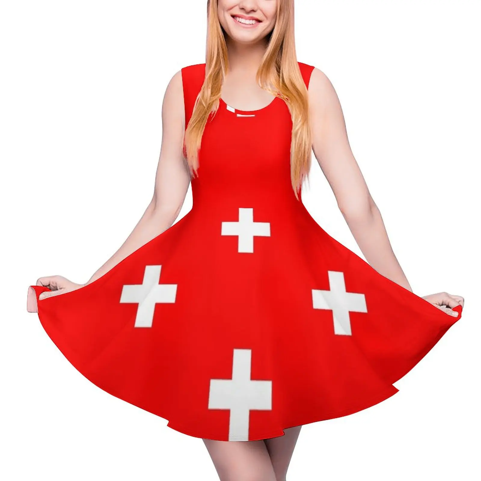 

Swiss National Day - Switzerland Flag #1 Sleeveless Dress Womens dresses women"s dresses luxury women dress