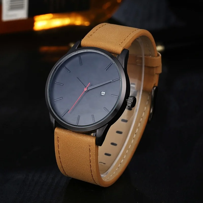 New Fashion Big Dial Military Quartz Men Watch Leather Sport Watches High Quality Clock Wristwatch Kids Watches Boys