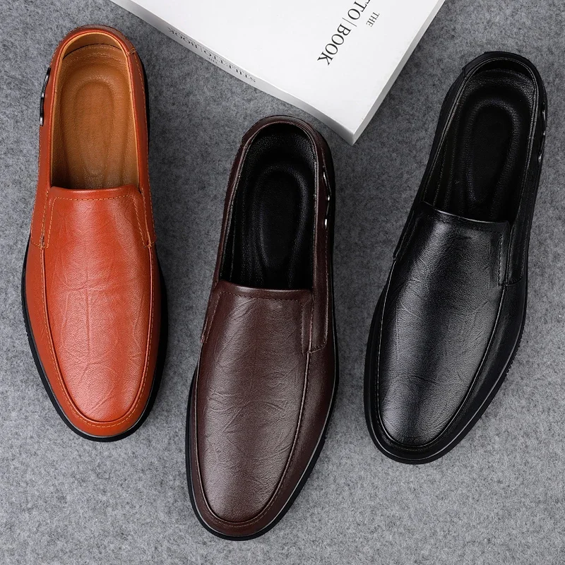 Men Casual Shoes outdoor Luxury Brand 2022 genuine Leather Mens Loafers Moccasins Breathable Slip on Black Driving Shoes men