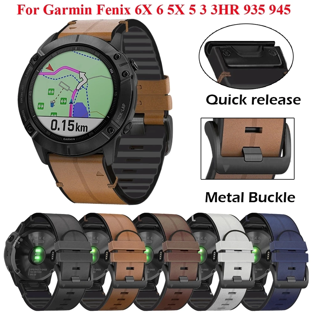 

22mm 26mm Quick Release leather strap for Garmin Fenix 6X 6 Pro Tactix Delta watch band Easyfit watchband for Fenix6 Fenix 5 5X