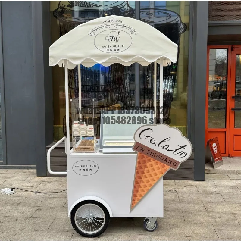 Popular Ice Cream Selling Truck Movable Display Cabinet Commercial Multifunctional Stall Truck Cart