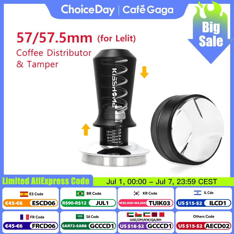 Distribuidor de manipulación de café de 57mm y 57,5mm, herramienta niveladora para Lelit Anna Anita, portafiltro, accesorios para Barista Espresso, herramientas de Barista