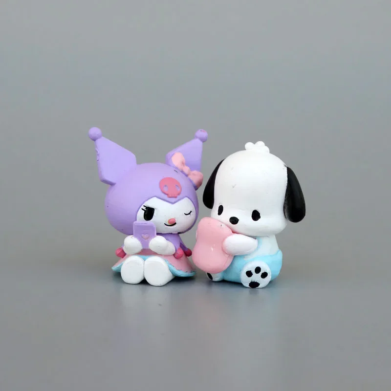 Sanrio-figura de Anime de Cinnamoroll Melody, Hello Kity, Pachacco, Kuromi, Mini trajes de dibujos animados Kawaii, decoración, regalos para niños, Juguetes