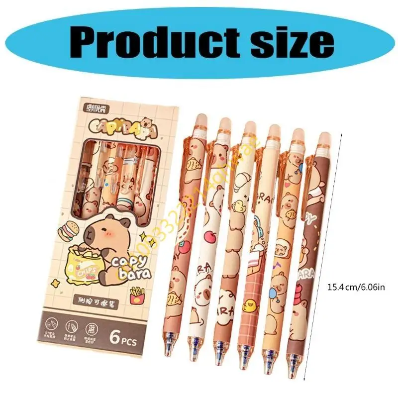 

6Pieces Erasable Gel Pen Retractable Gel Pen 0.5mm Quick Drying for Writing Noting Journaling Christmas Stocking Fillers