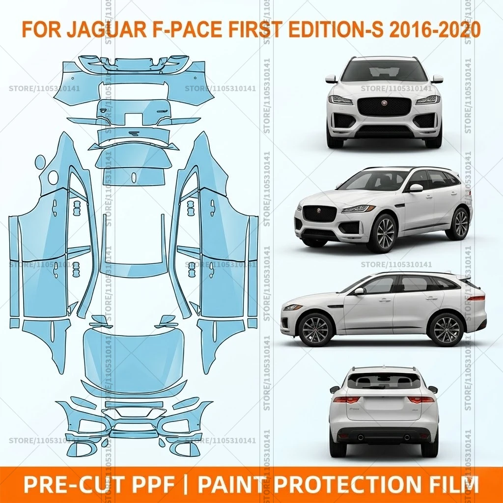 Pre-Cut Paint Protection Film PPF Transparent Bumper Automotive Clear Bra Car Film For Jaguar F-Pace First Edition-S 2016-2020