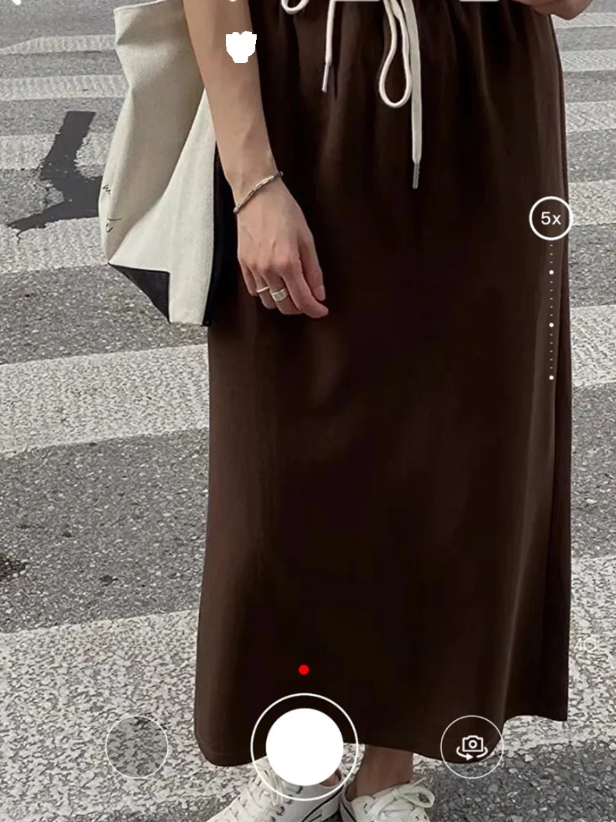 

Повседневная удлиненная юбка с эластичным поясом и поясом-ремнем, однотонная, в стиле «Old Money»