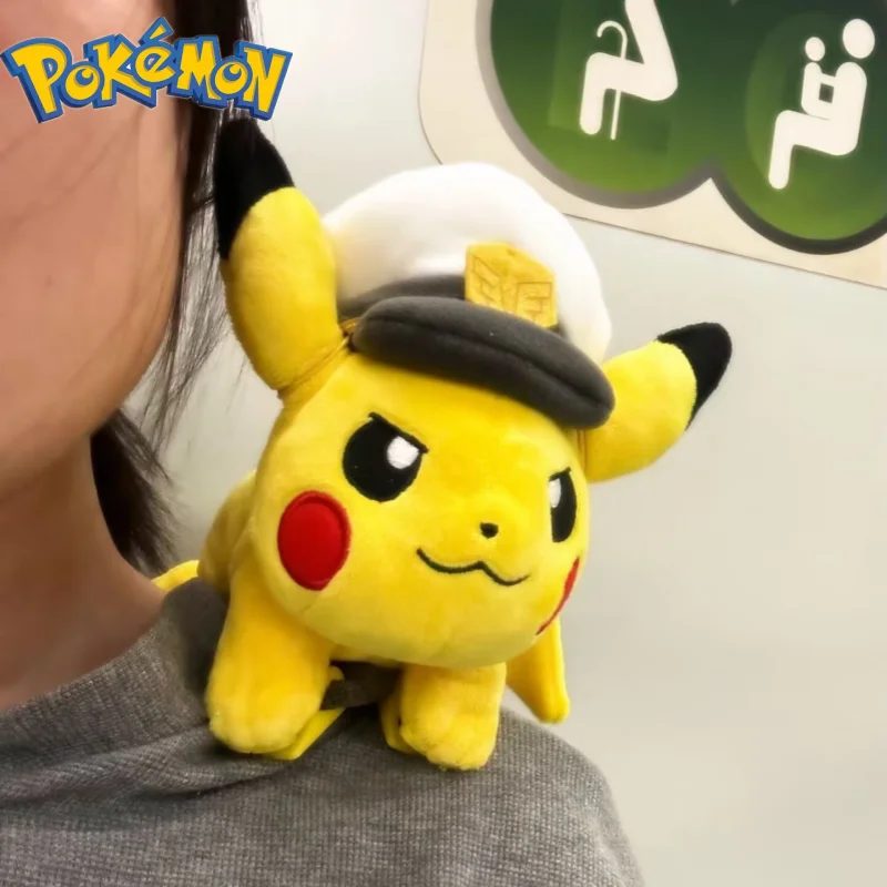 Acg Goods Pokemon Official Genuine Captain Pikachu Lie On Your Shoulders Decoration Ornaments Cute Doll The Hat Is Detachable view 2