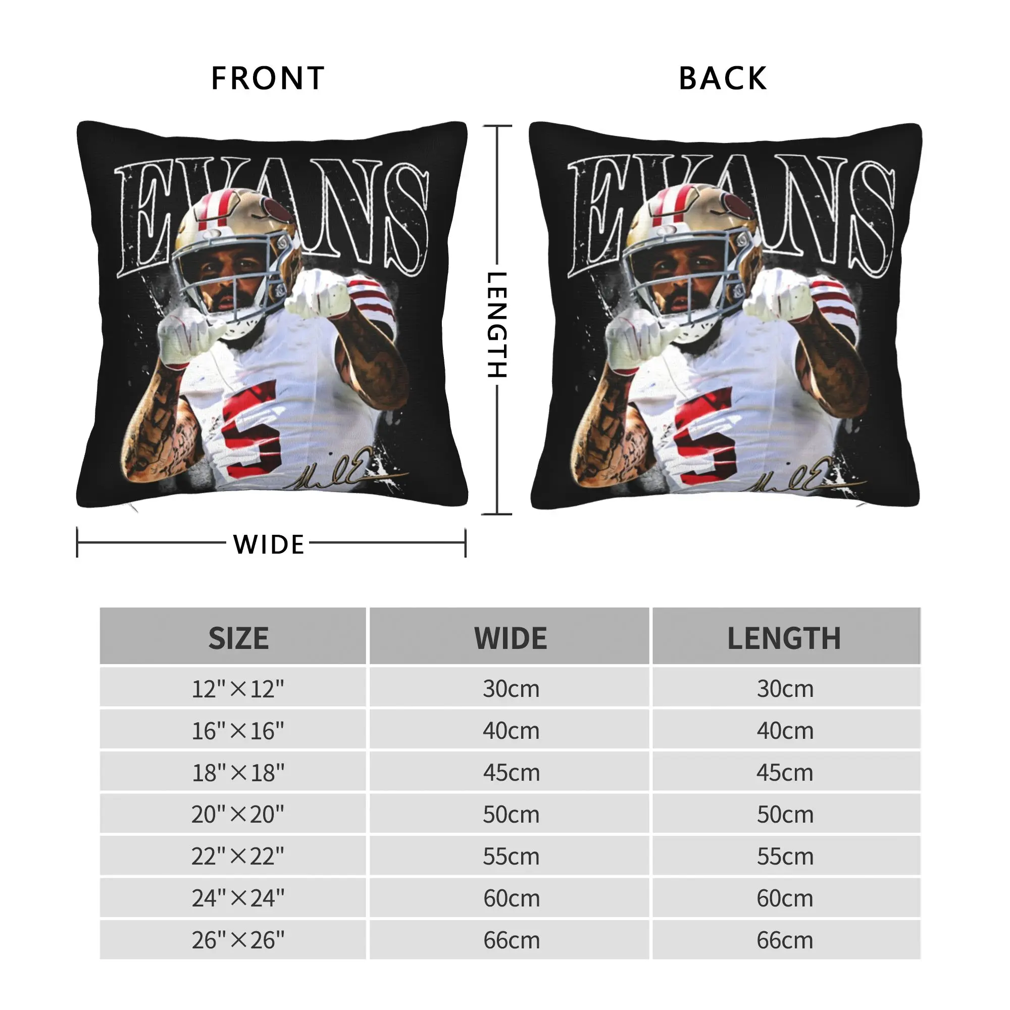 Mike Evans Football Square Pillow Case  Cushion Cover Custom Polyester Decorative Pillowcase for Bed 40*40cm