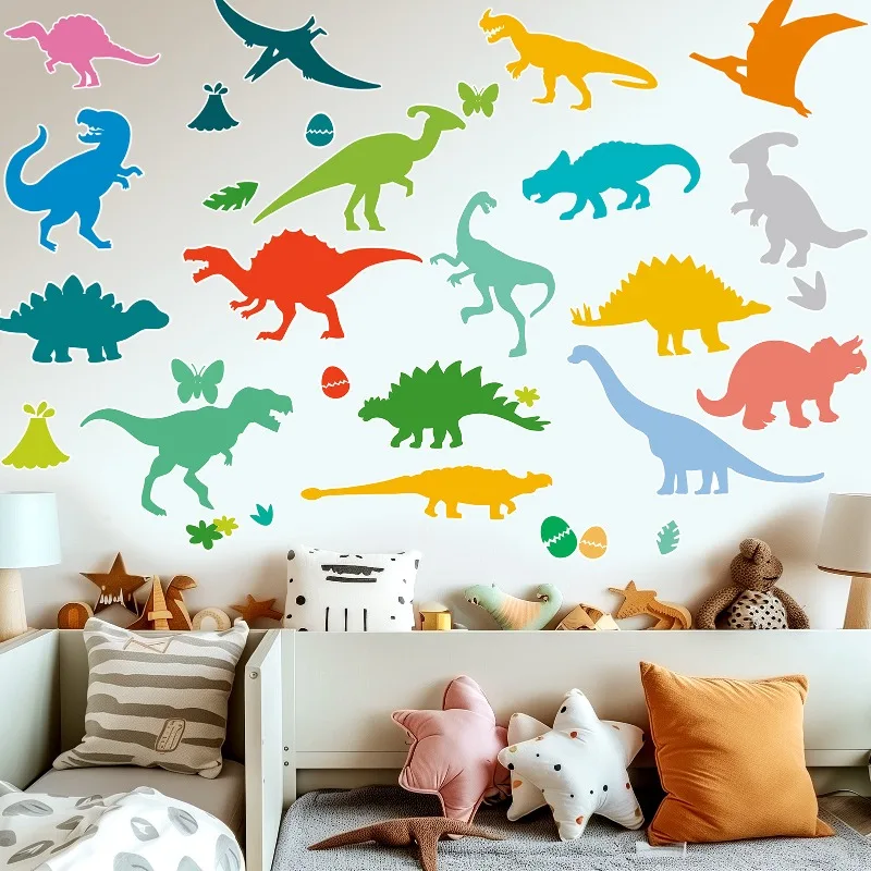 Dinosaur wall sticker cute cartoon glass door self-adhesive sticker kindergarten party background children's room decoration view 6