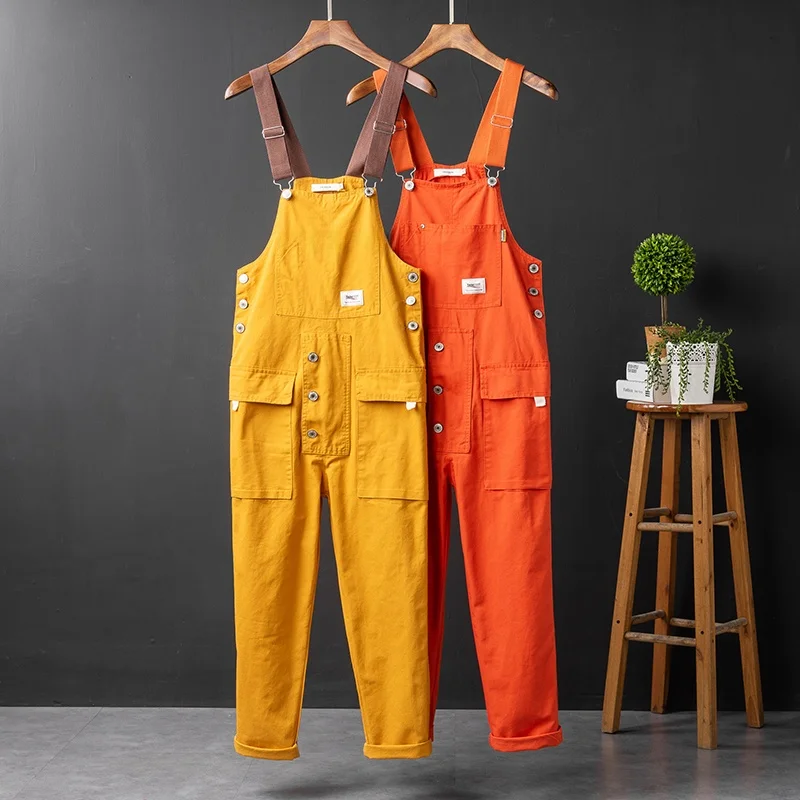 

Loose Red Orange Workwear Pants Men's Bar Nightclub KTV Performance Dancing Trousers High Waist Straight Leg Anti-Stain