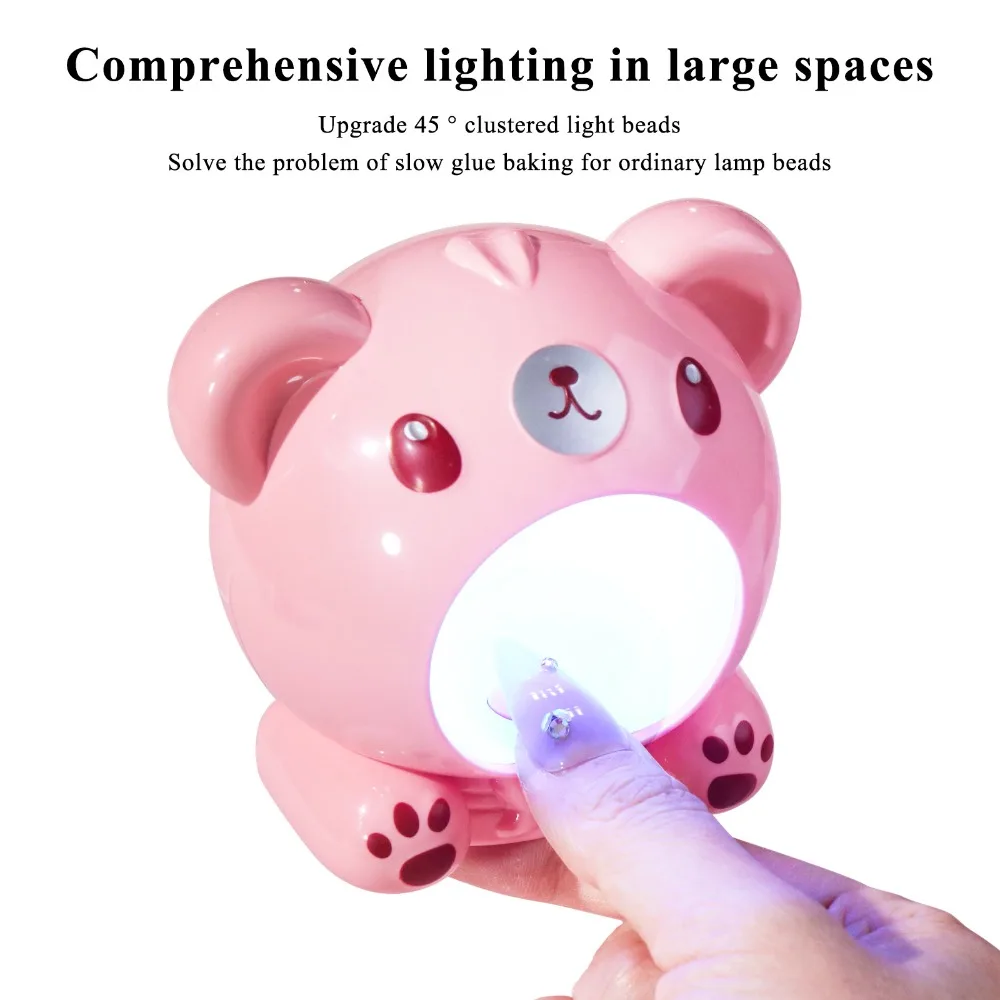 Lampe de vaccage des Ongles en Forme d'Ours, vaccage Rapide, Outils de Manucure, Mini, ABS 24W