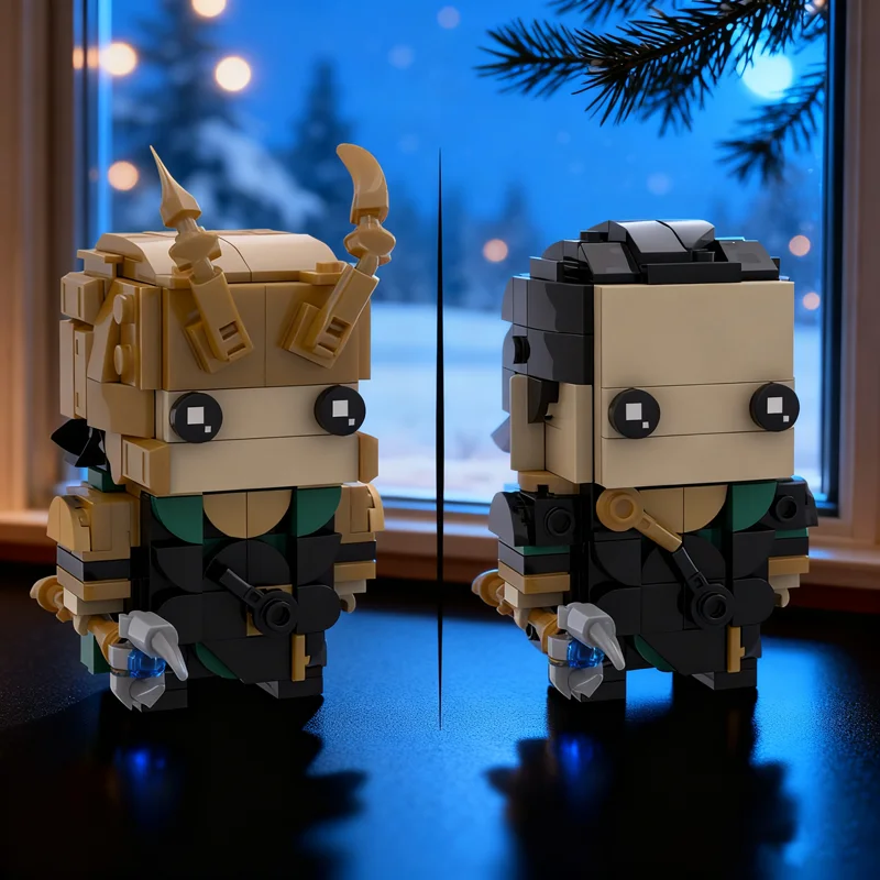 438pcs MOC Super Heroes Marvelal Superhero Loki BrickHeadz Model Building Blocks Christmas Gift Toys Assemble Idea Display Art