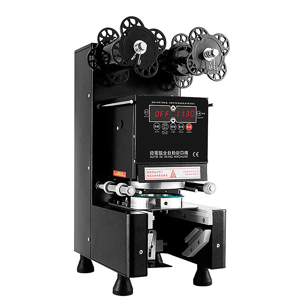 2025 جديد التجارية التلقائي كوب السدادة الحليب الشاي آلة الختم معدات عصير السدادة المشروبات كوب بلاستك آلة الختم