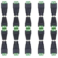 5 Pairs Male and Female Welding-Free DC Plug 5.5*2.1mm Welding-Free DC Female Head Green Terminal Monitoring Power Plug Push-But